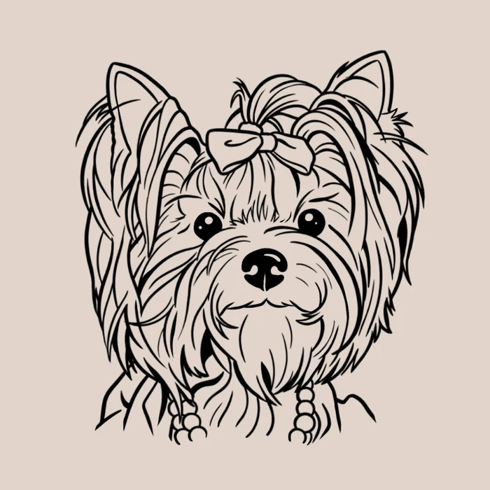 Ilustración lineal personalizada de un yorkshire